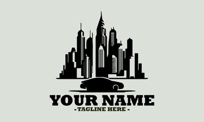 Fototapeta premium city skyline vector, city vector illustration skyline and building city logo. A city building apartment tall hi-rise logo icon