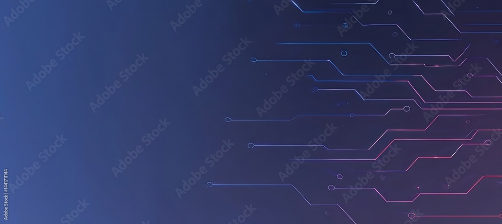 Aufkleber 青紫色の背景に描かれたデジタル回路 パターンが未来的なテクノロジーを表現
