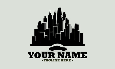 Obraz premium city skyline vector, city vector illustration skyline and building city logo. A city building apartment tall hi-rise logo icon