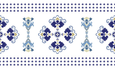 Motifs Ikat floral paisley embroidery floral.ikat ethnic oriental pattern traditional.Oreintal Flora Damask Seamless pattern embroidery. Design for carpet,cover.wallpaper,clothing,ceramic product. © Sitthichok