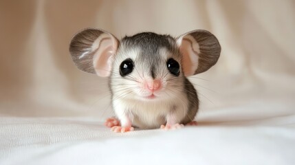 Adorable baby mouse, soft fabric, studio shot