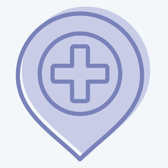 Icon Hospital. related to Location symbol. two tone style. design editable