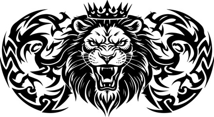 Obraz premium Tribal Lion King Emblem Vector Tettoo