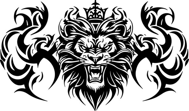 Tribal Lion King Emblem Vector Tettoo