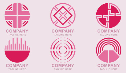 Geometric circular shape and line abstract set of logo for modern company. Set of circular abstract logo with dynamic pattern