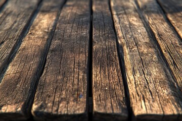 Fototapeta premium Close-up view of weathered wooden planks.