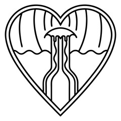 Waterfall of Love Minimalist Heart Line Art