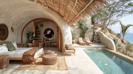 Obraz premium Cliffside suite with private pool