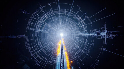 Obraz premium Innovative technology showcase futuristic energy structures digital realm visual art cosmic environment abstract viewpoint