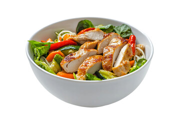 Grilled Chicken and Vegetable Noodle Bowl, PNG