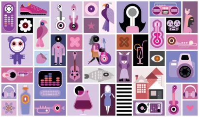 Fotobehang Large set of different vector design elements, icons and object images.  ©  danjazzia