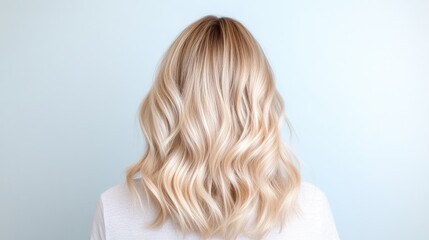 Naklejka premium Blond wavy hair back view