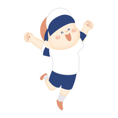 ガッツポーズの体操服の女の子のイラスト2