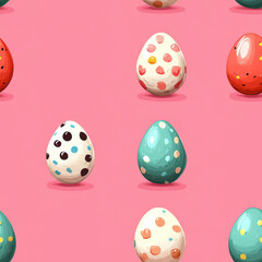 Vibrant seamless pattern featuring colorful eggs on a bright pink background perfect for festive celebrations and seasonal events. National Egg Day