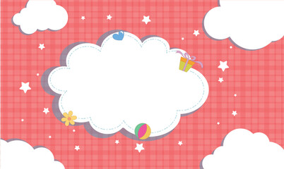 illustration of baby-themed clouds in a soft, pastel sky background, evoking calmness, innocence, and a dreamy atmosphere