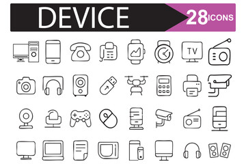 Collection of Device Icons for Technology and Electronic Equipment