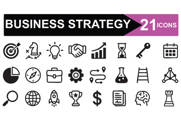 Business Strategy Line Icon Set for Project Management Design