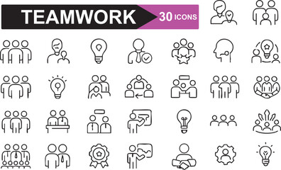 Teamwork Line Icons Vector Pack for Successful Collaboration Projects
