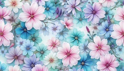 Floral Arrangement with Pastel Flowers in Pink Blue and Purple Hues