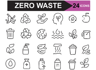 Collection of Zero Waste Icon Designs for Eco Friendly Concepts