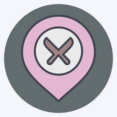 Obraz premium Icon Restaurant. related to Location symbol. color mate style. design editable