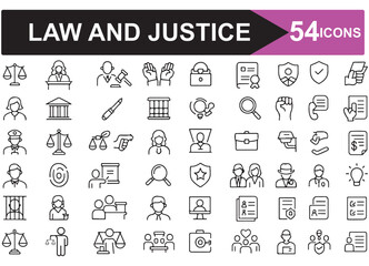 Law and Justice Icon Set 54 Vector Icons for Legal Design