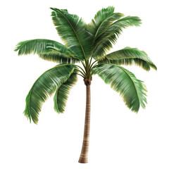 Vibrant green palm tree isolated on a clean transparent background showcasing its lush fronds and sturdy trunk, green leaf palm tree isolated on transparent backgroundfile
