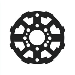 Fototapeta premium Black Circular Mechanical Part with Intricate Cutouts