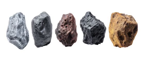 Pack of Asteroids Against Transparent Background for Space Branding, Sci-Fi Promotion, or Cosmic Design Projects