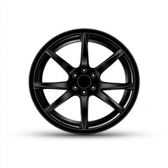 Black Multi Spoke Alloy Wheel Rim on White Background