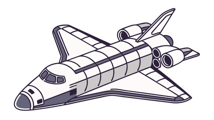 Naklejka premium Vector of a futuristic space shuttle flying through space, symbolizing space exploration, aerospace technology, and cosmic travel