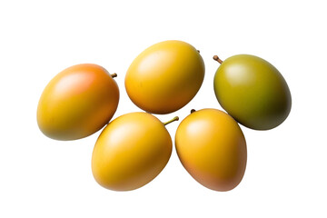 Four Ripe Yellow Mangoes Isolated on White for Healthy Eating Concepts: Tropical Fruit Imagery: Mangoes, Yellow, Isolated, White, Fresh, Healthy, Eating, Fruit, Tropical


