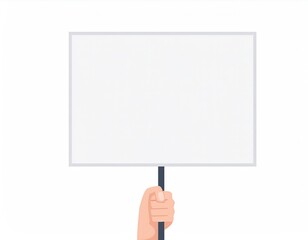 Hand Holding Blank Sign: Minimalist Vector Illustration