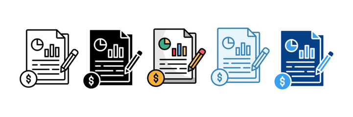 Income Statement  Icon Set Multiple Style Collection