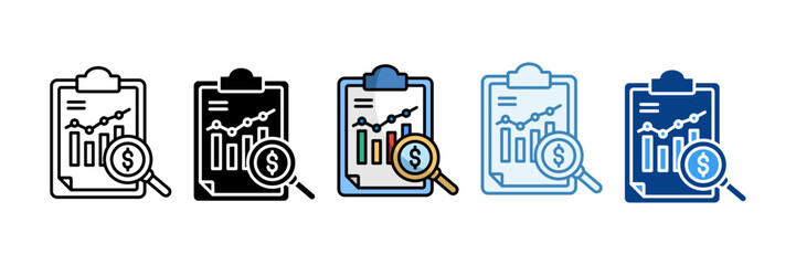 Financial Review  Icon Set Multiple Style Collection