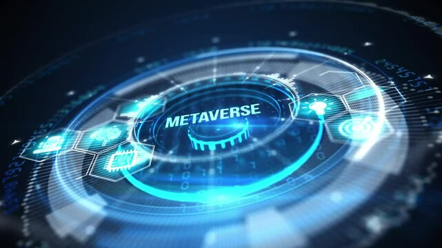 Metaverse virtual world, metaverse digital world intelligent futuristic interface technology.