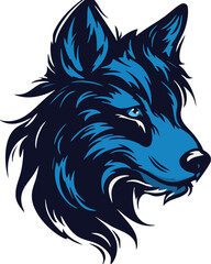 Blue Wolf Head Vector Art Illustration