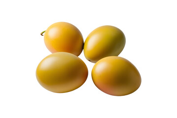 Four Ripe Yellow Mangoes Isolated on White for Healthy Eating Concepts: Tropical Fruit Imagery: Mangoes, Yellow, Isolated, White, Fresh, Healthy, Eating, Fruit, Tropical

