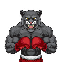 panther boxing mascot vector illustration design
