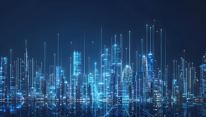 A city skyline made of digital lines and data points 1720931935 3
