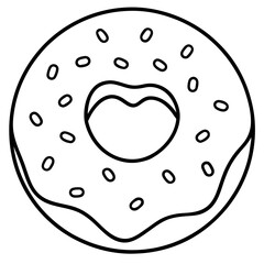 Whimsical Heart-Topped Donut Outline Design