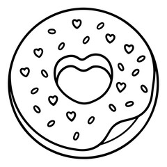 Whimsical Heart-Topped Donut Outline Design