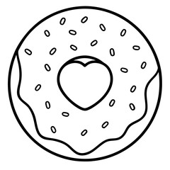 Whimsical Heart-Topped Donut Outline Design