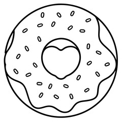 Whimsical Heart-Topped Donut Outline Design