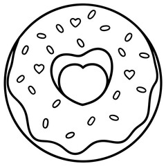 Whimsical Heart-Topped Donut Outline Design