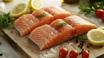 beautifully arranged composition showcasing fresh oily fish, emphasizing their rich texture and nutritional value for healt