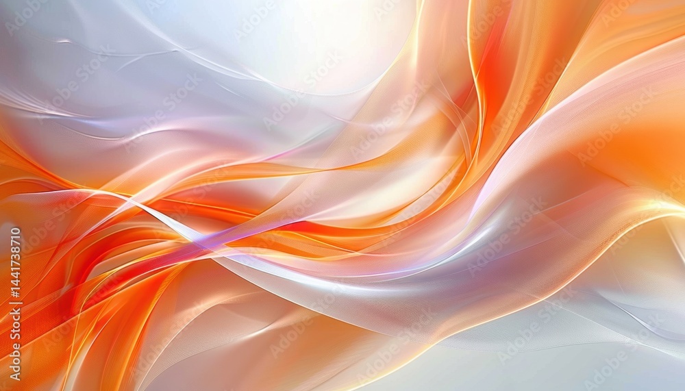Leinwandbilder soft flowing abstract waves blending warm orange and cool white hues creating a sense of smooth move