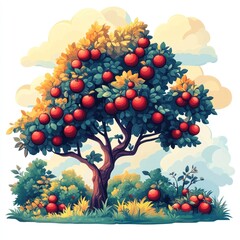 Abundant Apple Tree in a Sunny Meadow