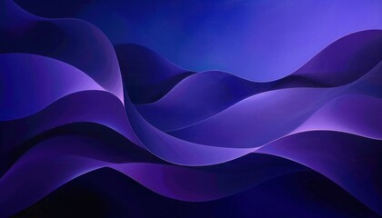 Fototapeta premium Smooth flowing purple and blue ribbon-like waves creating a serene and calming abstract landscape with gentle curves and gradients