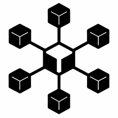 Blockchain Nodes Black Silhouette Illustration